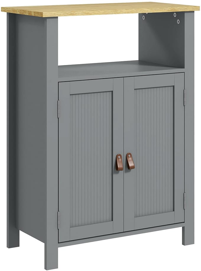 Kleankin Badkamerkastje - Hout - 60x30x80,5cm - Grijs