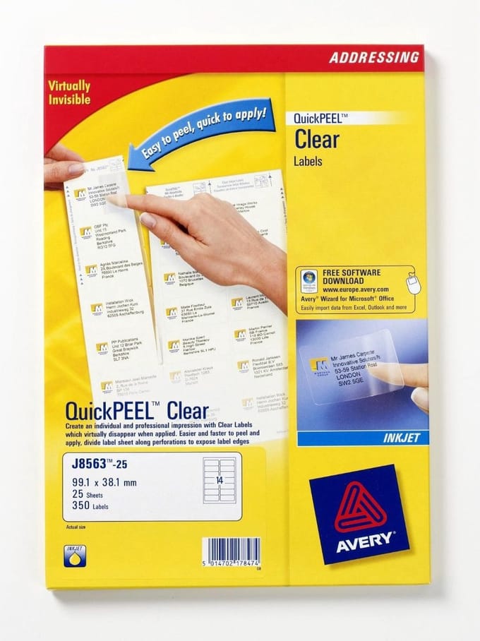 AVERY Zweckform Transparante adresetiketten, 99.1 x 38.1mm