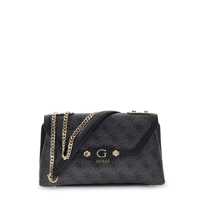 GUESS schoudertas handtas Lindsey Convertible Xbody Flap Coal Logo donkergrijs