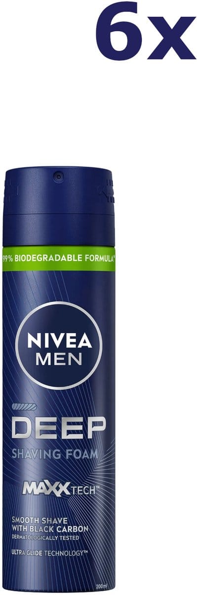 6x Nivea Scheerschuim Men - Deep 200 ml