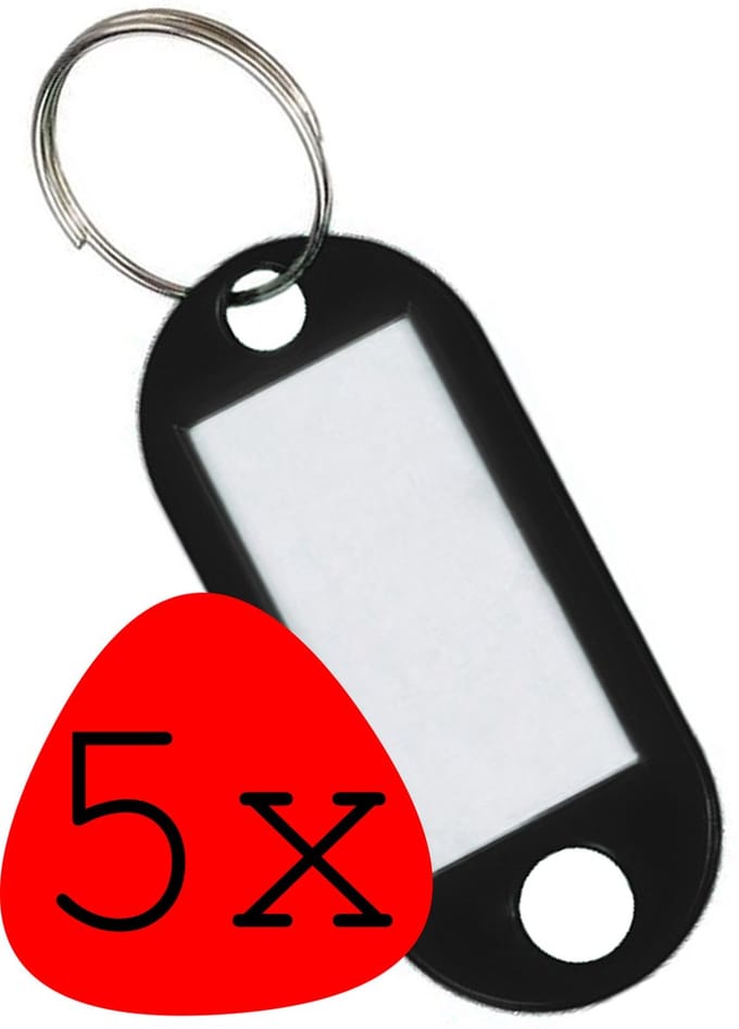 Sleutellabels Sleutelhanger Sleutellabel Bagagelabel Naamlabels - Zwart - 5x