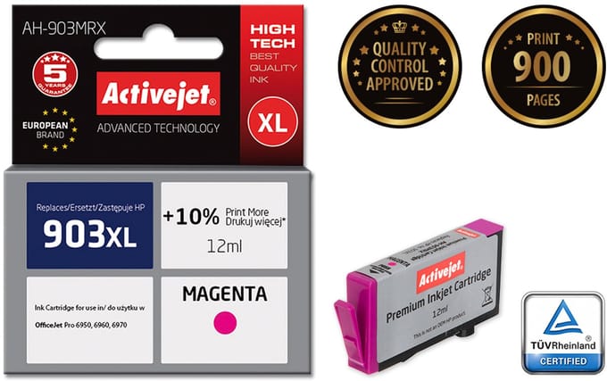 Activejet AH-903MRX inkt (vervanging HP 903XL T6M07AE; Premium; 12 ml; rood)