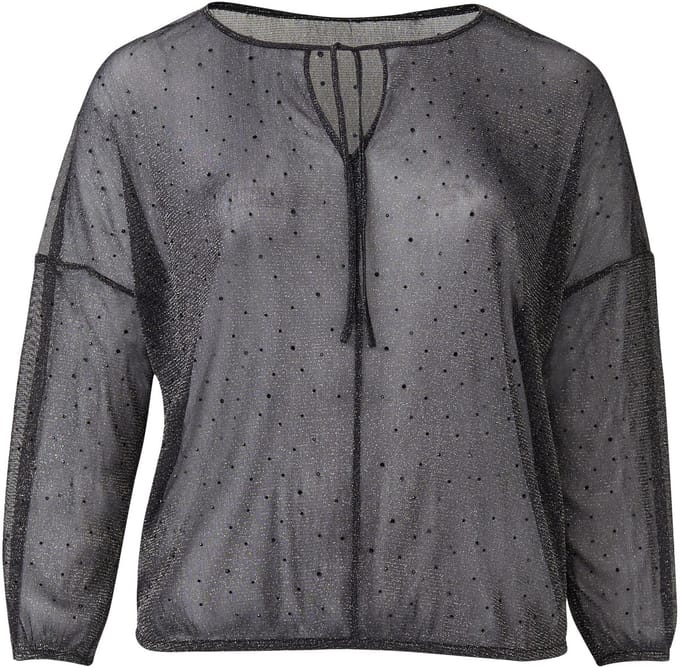 s.Oliver - female - Transparante blouse met glittergaren en edelstenen