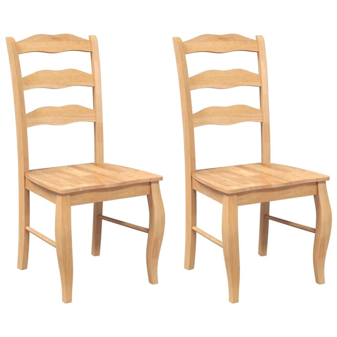 vidaXL - Eetkamerstoelen - 2 - stuks - natuurlijk - massief - hout - rubber