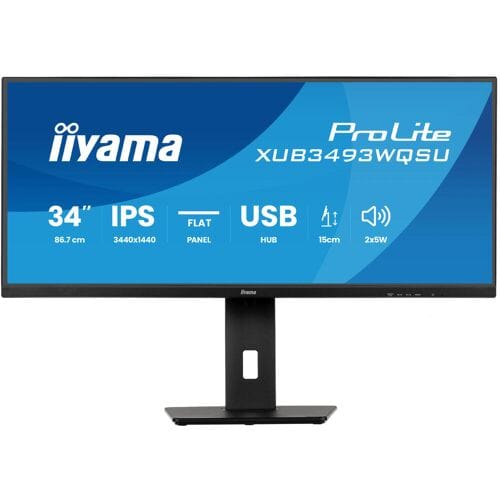 Iiyama XUB3493WQSU-B6 LCD-monitor Energielabel F (A - G) 86.4 cm (34 inch) 3440 x 1440 Pixel 21:9 1 ms HDMI, DisplayPort, USB-C, USB-A 3.2 Gen 1 IPS LED
