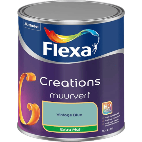Flexa - Creations - Muurverf - Extra Mat - Vintage Blue - 1 liter