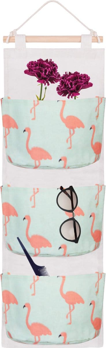Springos Hangende Organizer | Hangende Opberger | Kinderkamer Accessoires | 3 zakken | Wit/Blauw