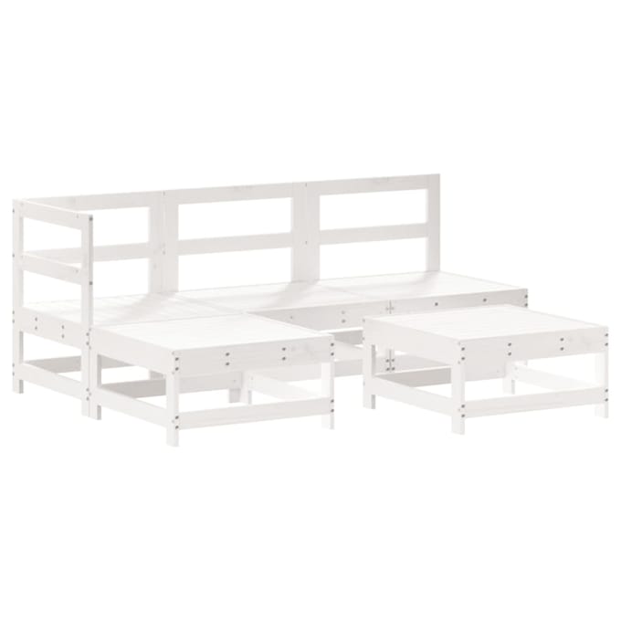vidaXL - 5-delige - Loungeset - met - kussens - massief - hout - wit
