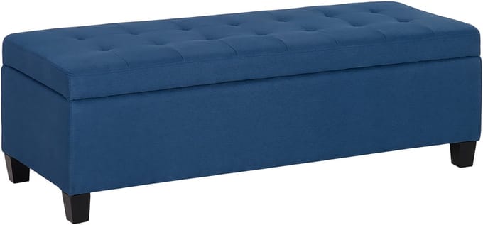 HOMCOM Opbergottoman Polyester, Eucalyptushout 125L x 49B x 41,5H cm Blauw
