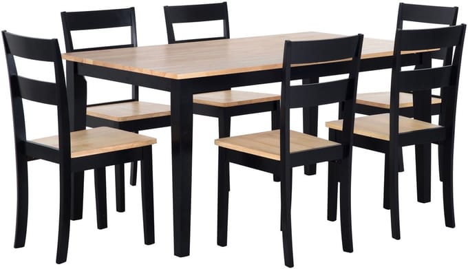 GEORGIA - Eetkamerset - Zwart - Rubberhout