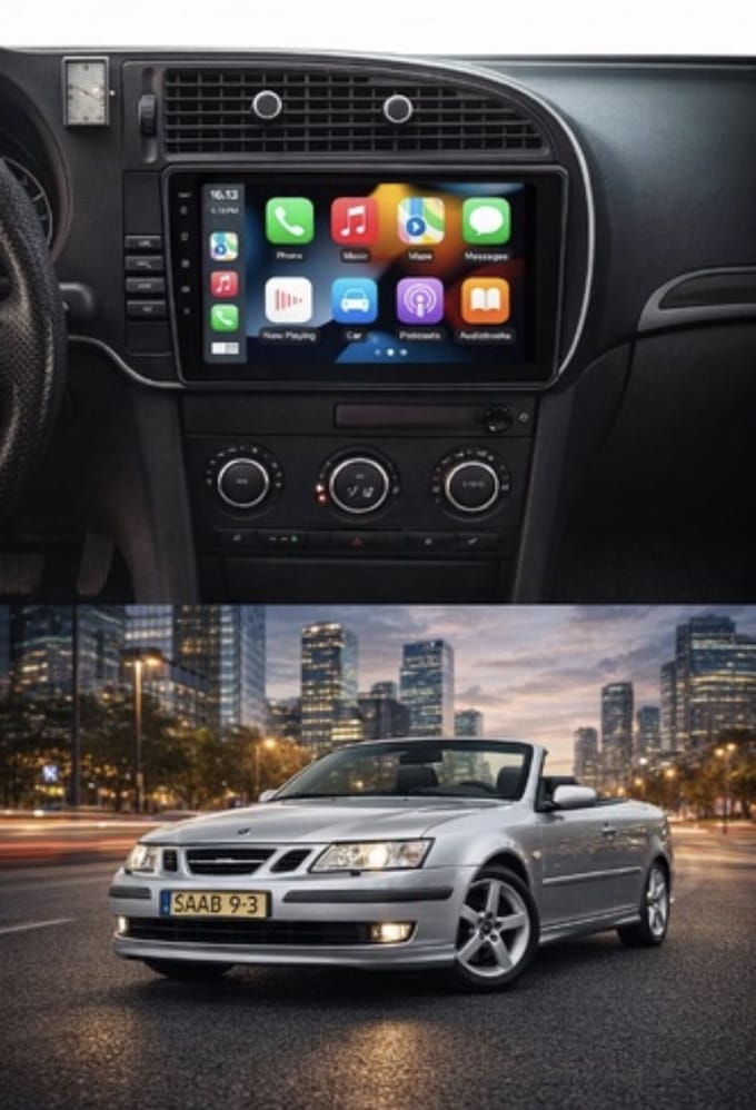 ADIVOX T1 9 inch geschikt voor Saab 9-3 Cabrio 2007-2012 Android 15 CarPlay/Auto/Wifi/RDS/DSP/DAB+