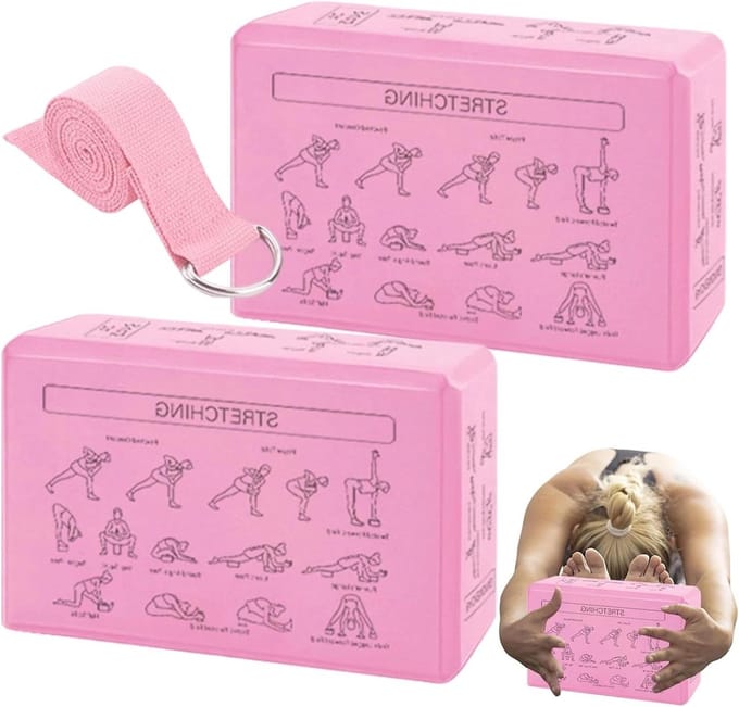 Yogablokken - Meditatie blokken - Training en balans - Antislip oppervlak - 2-delig - Roze