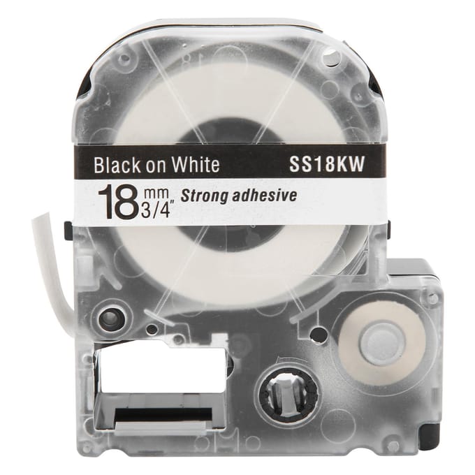 Labelmaker Tape 18mm PET Waterdichte Labeltape voor Epson Labelprinter KingJim Labelmachine White background black letter