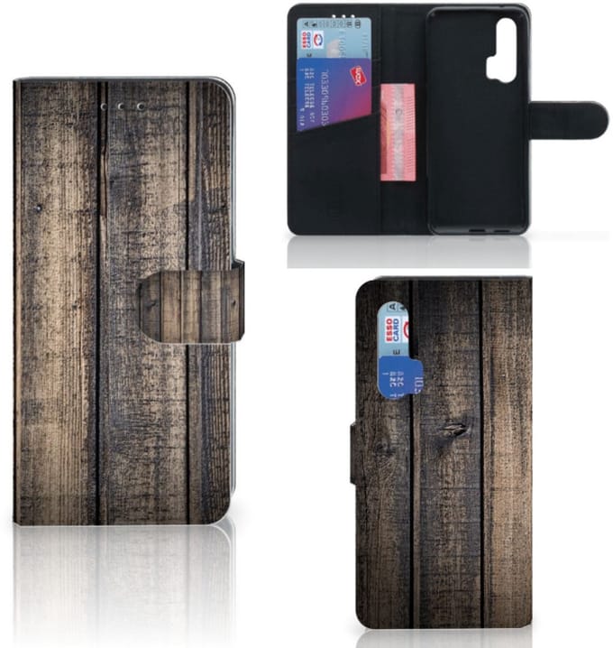 Book Case voor Honor 20 Pro Book Style Case Steigerhout