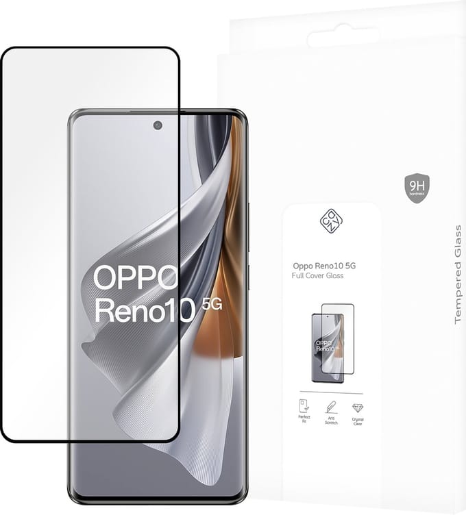 Cazy screenprotector geschikt voor OPPO Reno10 (5G) - Screenprotector Full Cover Gehard Glas