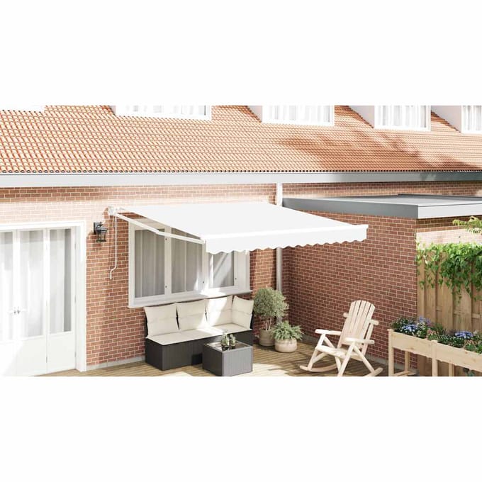 vidaXL - Uitschuifbare - luifel - Wit - 350 - x - 250 - cm - Polyester - en - Metaal