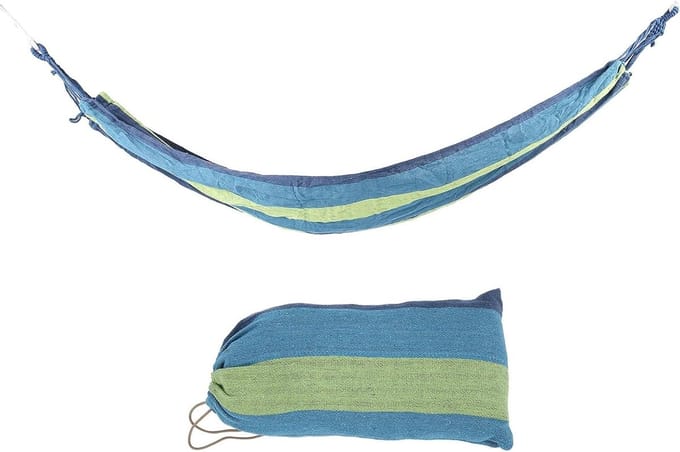 Draagbare Hangmat - Reishangmat Tuin - Ontspannen Buiten - Strak Geweven Canvas - 250kg Belasting - Blauw