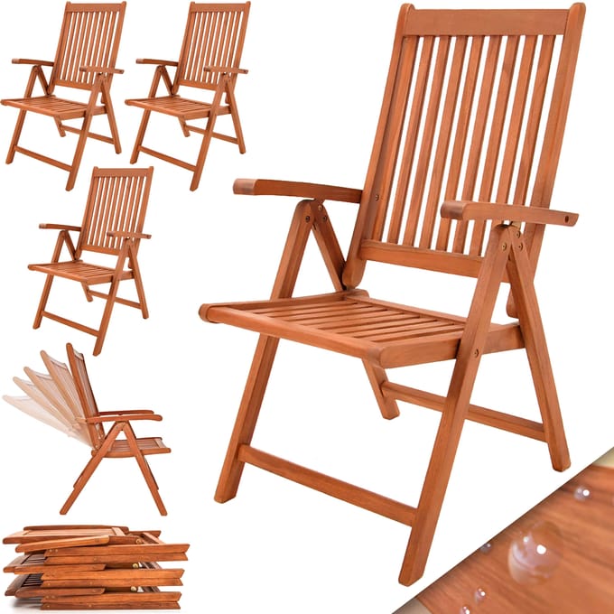 Casaria Tuinstoel Vanamo - Set van 4 - FSC®-Gecertificeerd Eucalyptushout