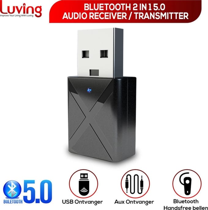 Luving™ - M138 - 2 in 1 USB Bluetooth Zender & Ontvanger - Wireless Transmitter & Receiver - Handsfree Bellen - Audio Adapter