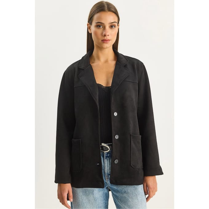 Synthetische Suede Knop-up Jas