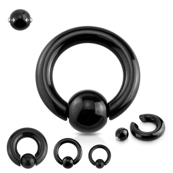 Piercing ball closure ring 4x12x10 - zwart - LMPiercings