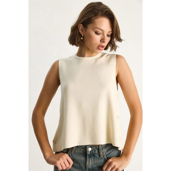 Knoop Gedetailleerde Brei Blouse