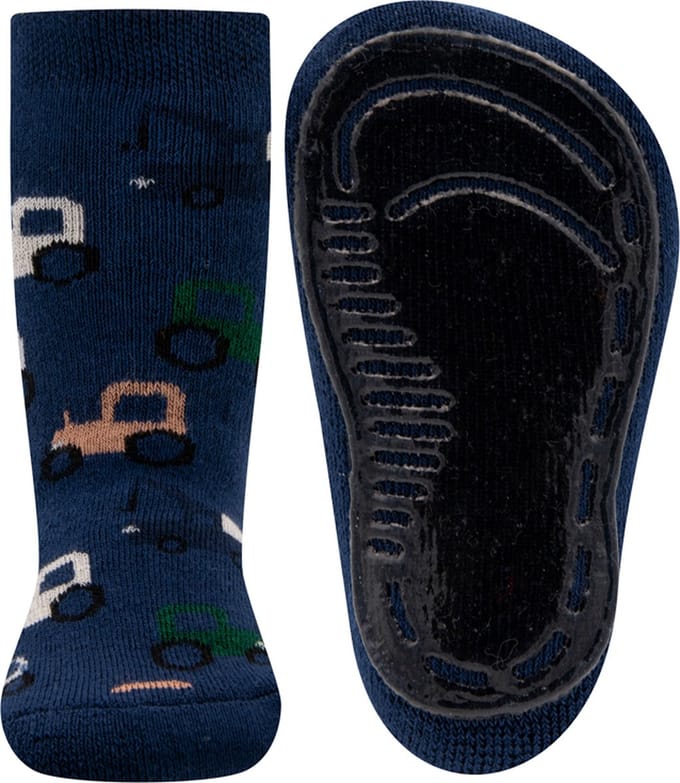 Ewers Antislipsok Donkerblauw met Trekkers en Takelwagens - Siliconenzool-19/20