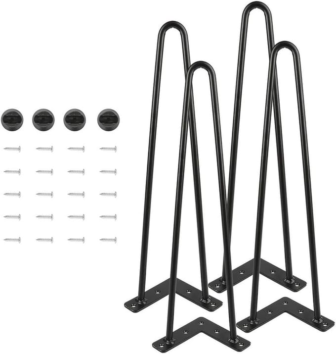 Set van 4 Tafelpoten Haarspeld Model 41 cm Zwart Metaal