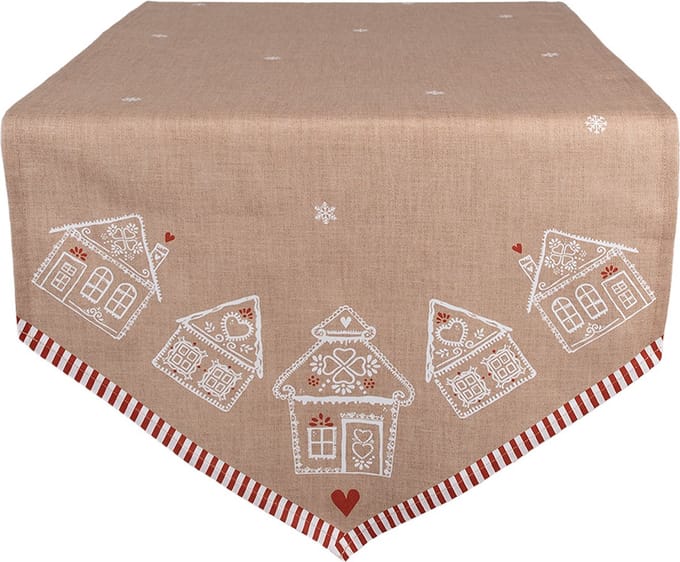 Clayre & Eef Tafelloper 50x160 cm Bruin Katoen Gingerbread house