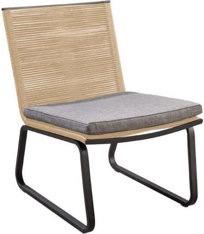 Kome lounge stoel aluminium black rope natural soil Yoi