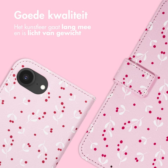 imoshion Hoesje - Geschikt voor Apple iPhone 17e / 16e - Design Bookcase smartphone - Blush Berries