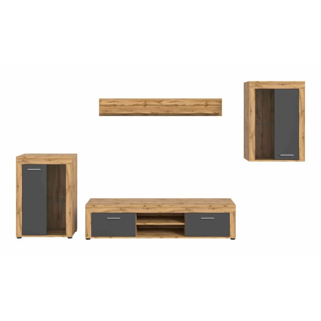 Jam woonkamercombinatie grijs melamine Wotan eiken NB - 35x310x169cm