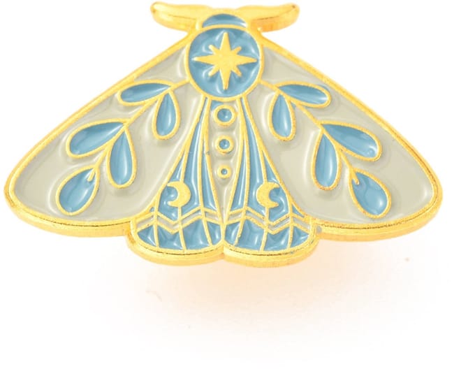 Pin vlinder, magie, blauw, emaille pin, natuur, broche, kledingspeld