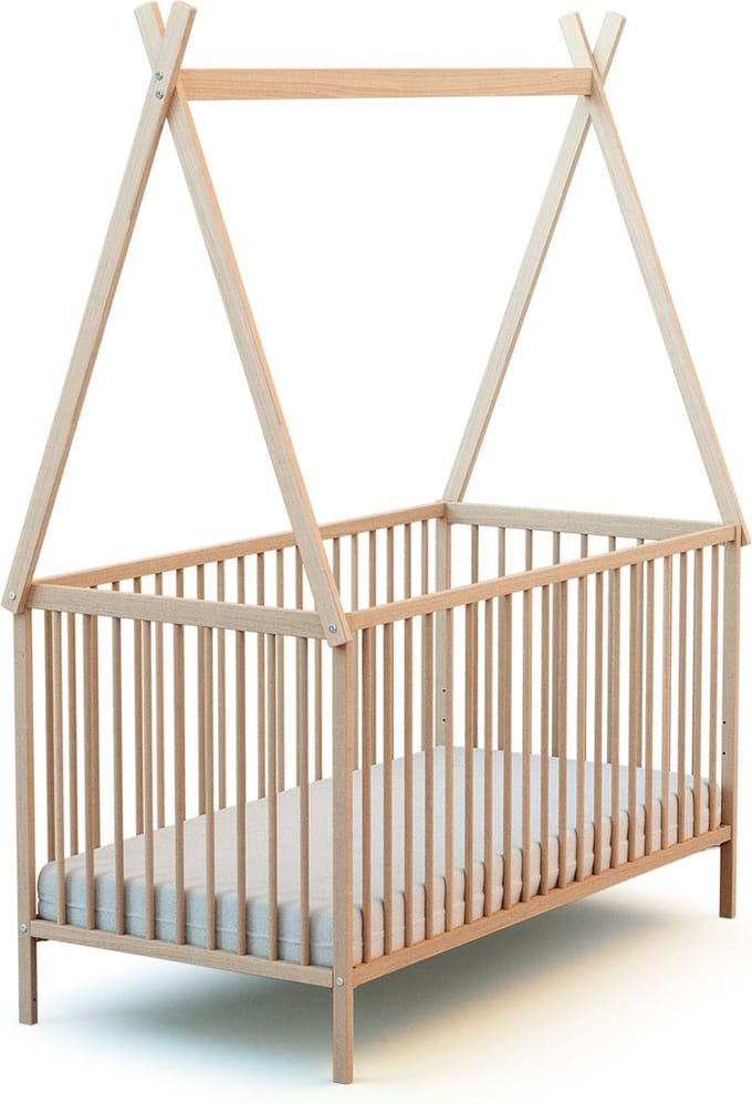 WEBABY - Babybedje Tipi 70 x 140 cm ruwe beuk