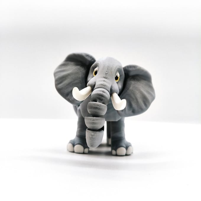 Gearticulleerde Olifant Figuur – Flexibel Beweegbaar 3D Print Grijs – Decoratief Dieren Cadeau