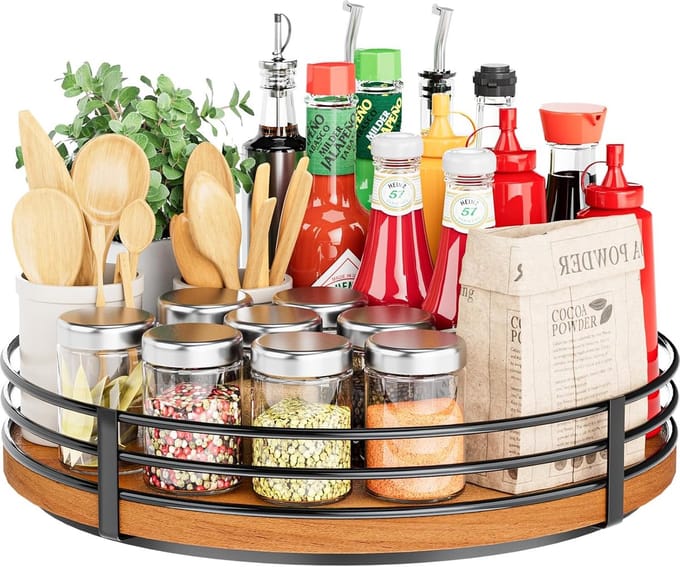 Draaitafel Organizer 12" van Eikenhout - Ideaal voor Keuken en Badkamer