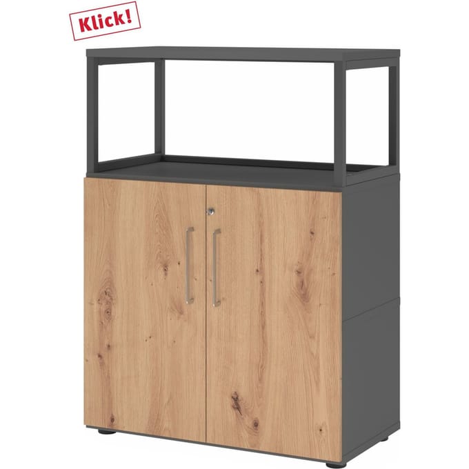 FlexWall | 3 OH | Deuren + frame | met stelvoeten - Grafiet/Essen-Eik