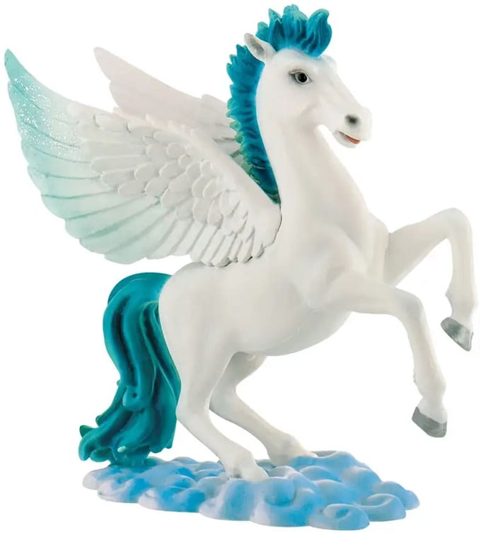 Pegasus stijgerend - speelfiguur - Bullyland 12 cm - wit blauw