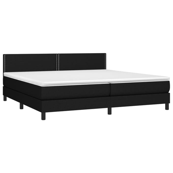 vidaXL - Boxspring - met - matras - en - LED - stof - zwart - 200x200 - cm