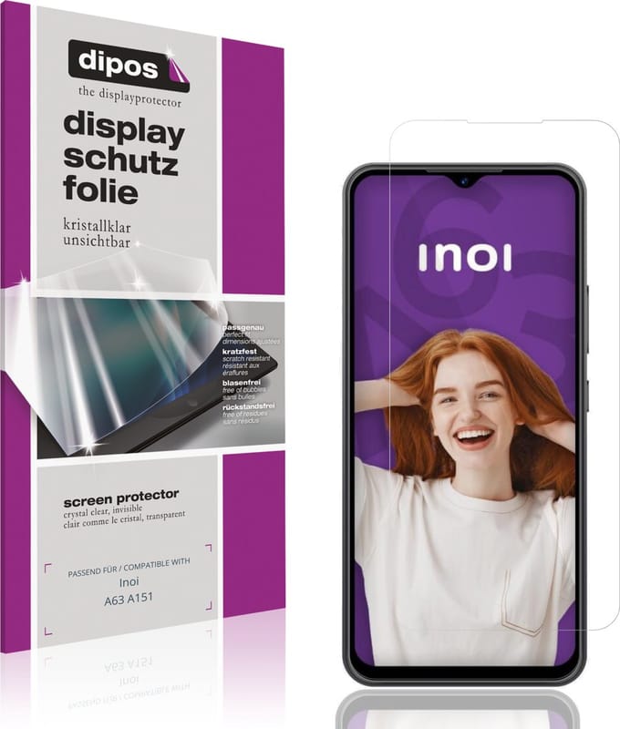 dipos – 4x Beschermfolie geschikt voor Inoi A63 A151 | Krasbestendige & heldere Screenprotector Ultra-Thin