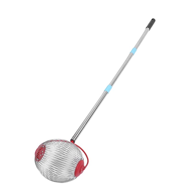 Rollende Notenverzamelaar Roestvrij Staal 44,7 Inch 3 Secties Multifunctionele Eikel Opraaproller voor Pecannoten Walnoten Buiten white