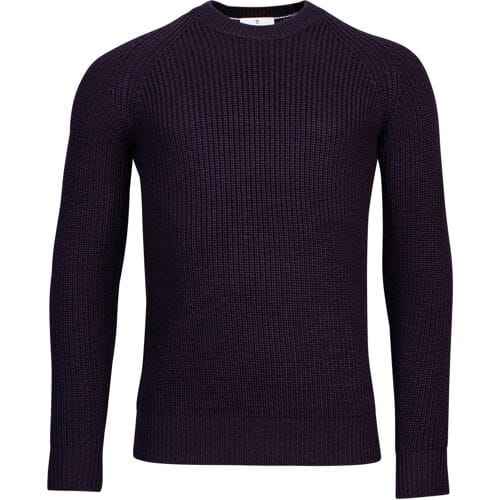 Thomas Maine Trui Crew Neck Half Cardigan Stitch Navy / male