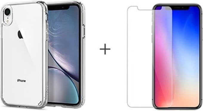 iPhone XR Hoesje met Gratis Tempered Glass Screenprotector - Transparant