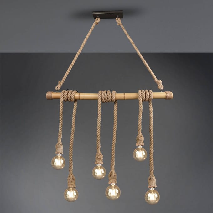 REALITY WILMA - Hanglamp - Bruin - excl. 6x E27 7 W - Plafondbevestiging - In hoogte verstelbaar