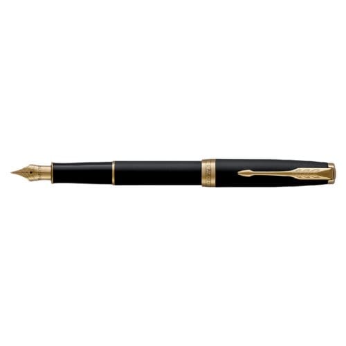 Parker Sonnet vulpen | Matzwarte lak met gouden details | Medium penpunt | Geschenkdoos