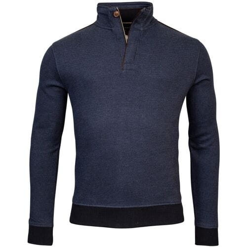 Baileys Trui Sweat Halfzip Jacquard Doubleface Interlock Denim Blue / male