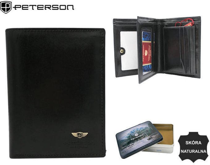 Peterson - Grote Mannenportefeuille - Echt Leer - RFID Blocking - Zwart