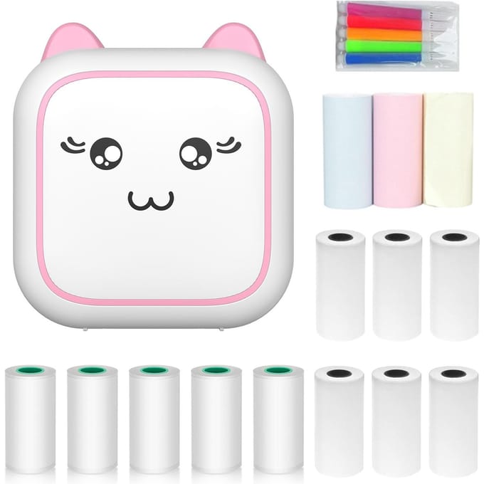 Mini Thermische Printer Multifunctionele Draagbare Sticker Maker Instant Foto Inktloos Afdrukken Ondersteuning BT P-8 roze