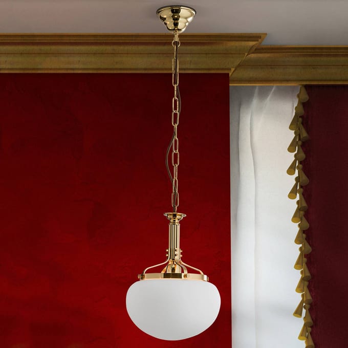 ORION 1-lichts hanglamp DELIA, in messing kleuren