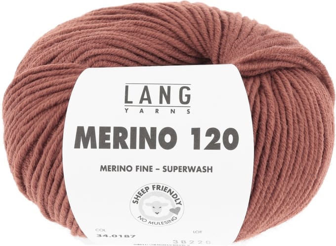 Lang Yarns Merino 120 - 187 terracotta - Merinowol Garen